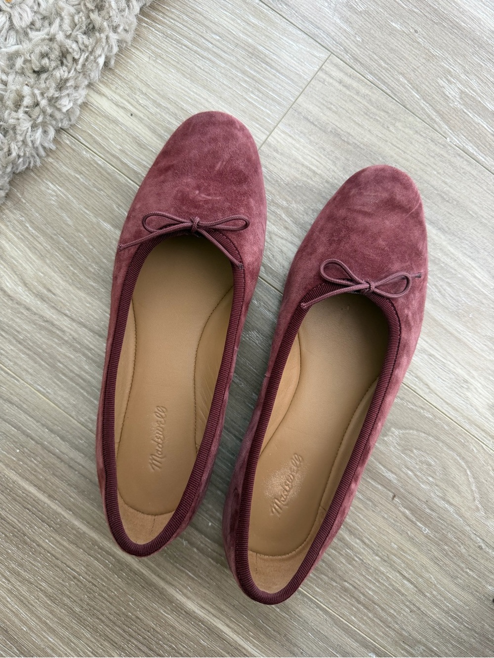 Madewell Women's Wine Suede Ballet Flats with Bow